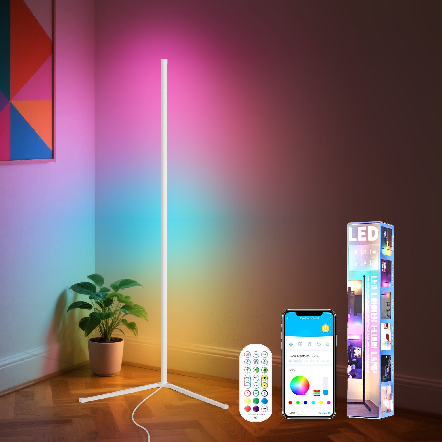 Floor-mounted ambient lighting corner lights