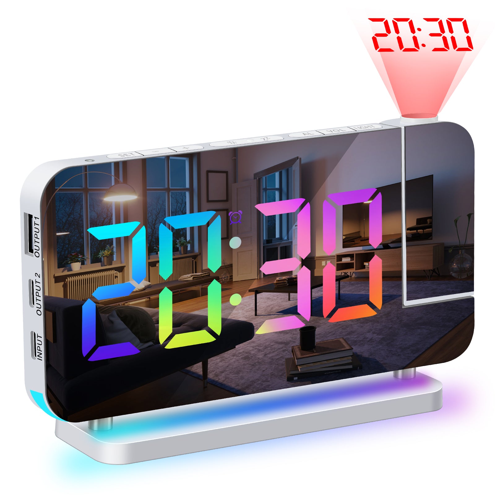 RGB LED Projection Alarm Clock with Ambient Lighting