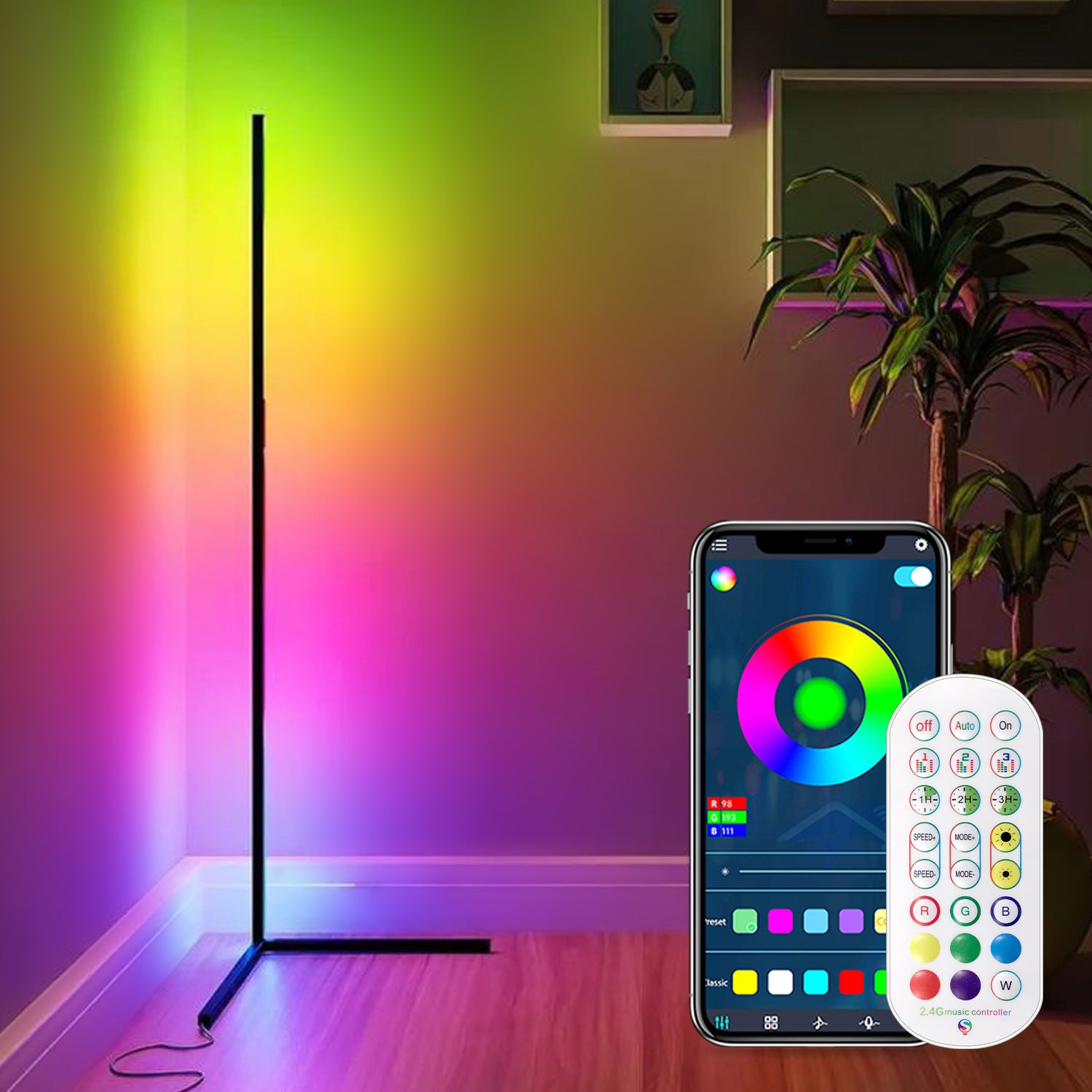 Floor-mounted ambient lighting corner lights