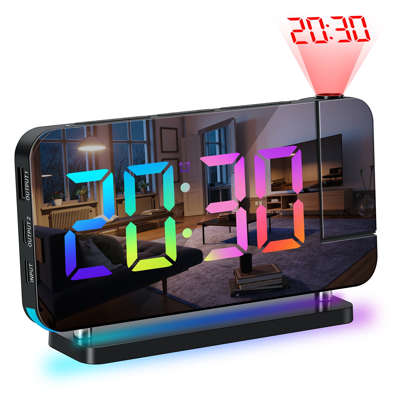 RGB LED Projection Alarm Clock with Ambient Lighting